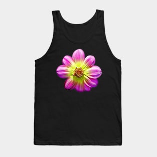 Dahlia Collarette Floral Painted Style Pattern Tank Top